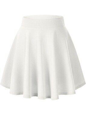 ✨Women's White High Waisted Flared Skater Stretchy Casual A-line Mini Skirt